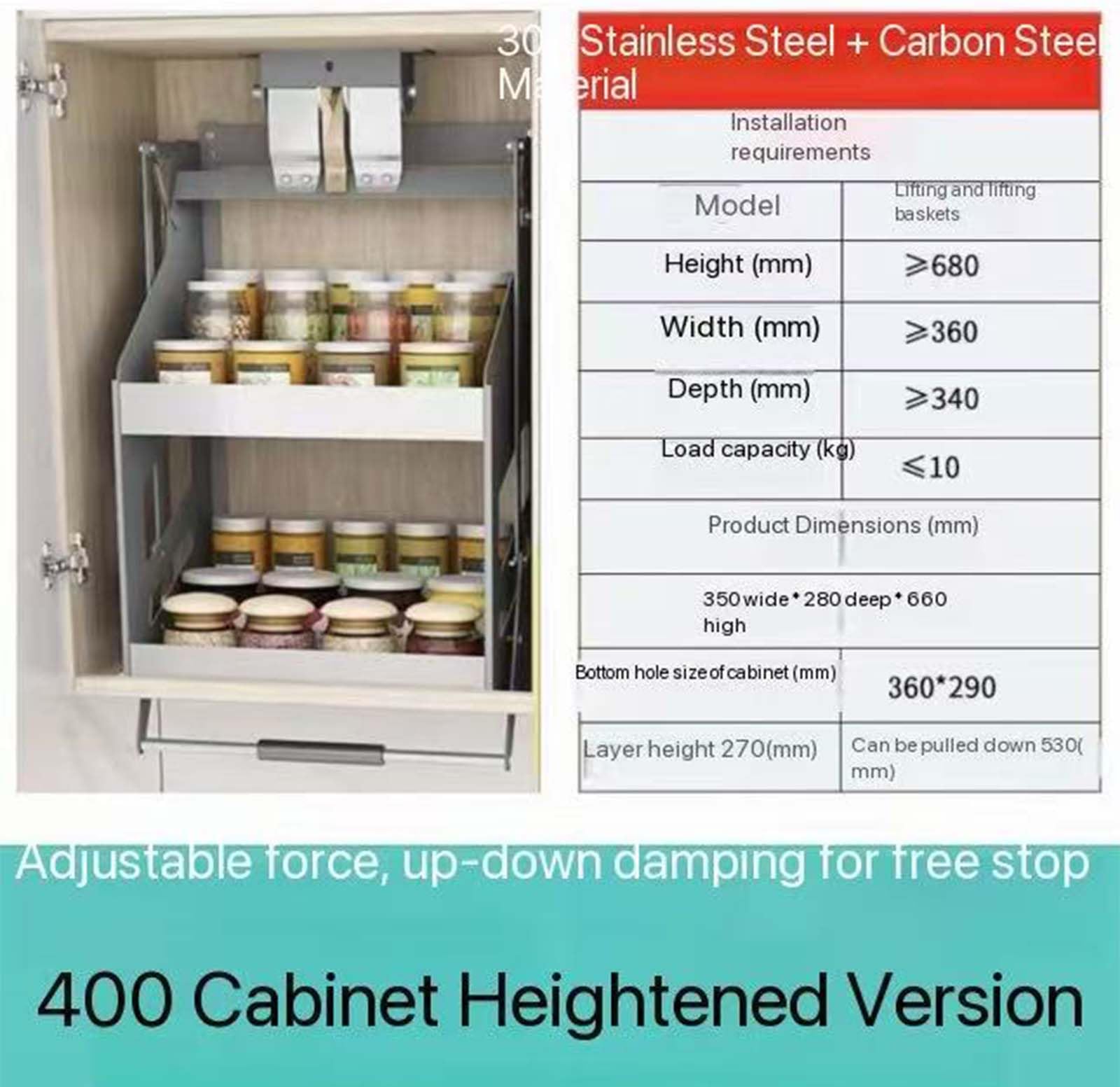 Amazon.com: JYXYXSCP Wall Cabinet Lifting Basket Kitchen Cabinet